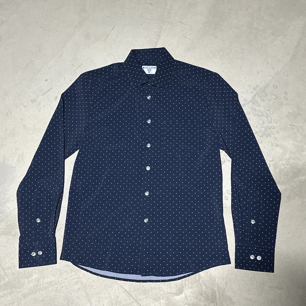 & Collar Performance Wicking Shirt Men SZ M Plaid Dress Long Sleeve Button Down